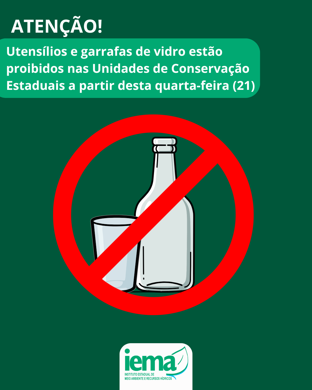 Aviso - Proibição vidros