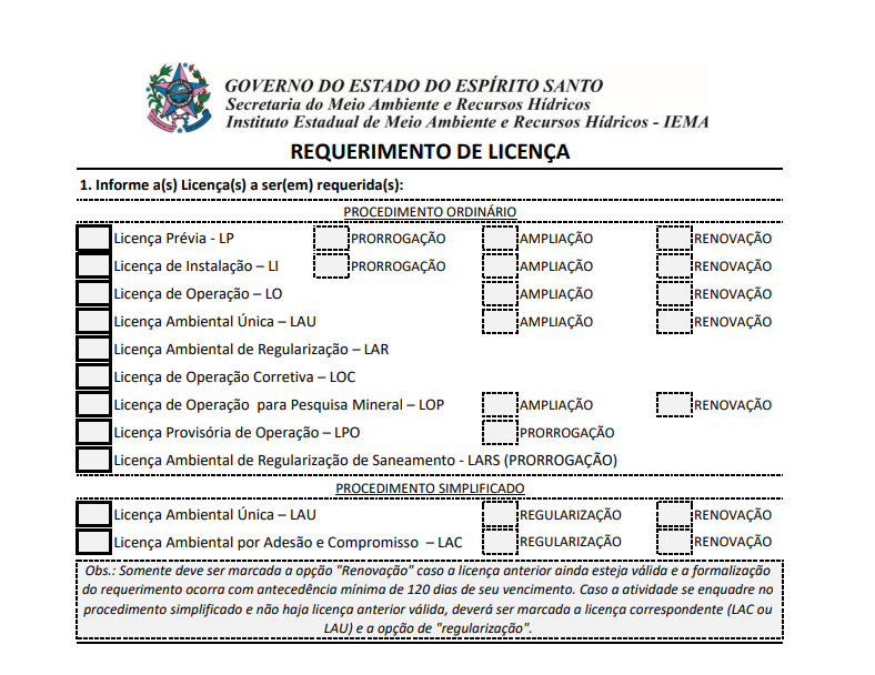 Novo Formulário IEMA - Divulgação